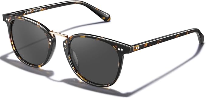 小号醋酸纤维偏光太阳镜女士防紫外线,复古双桥眼镜金属眉圆形阳光