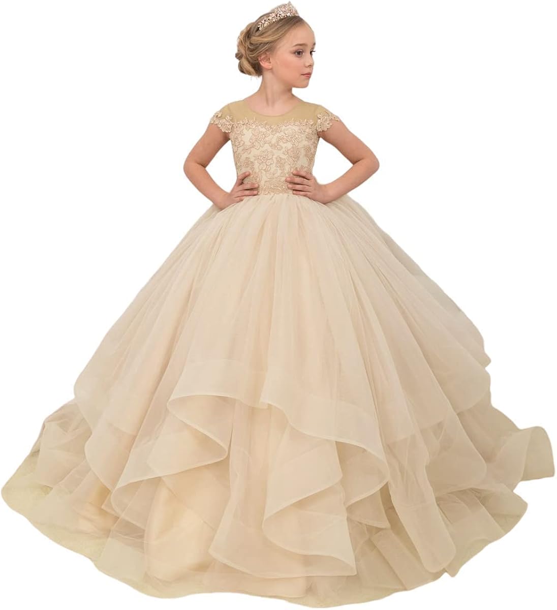 NNJXD Flower Girl Dress Kids Ruffles Lace Party Wedding Dresses
