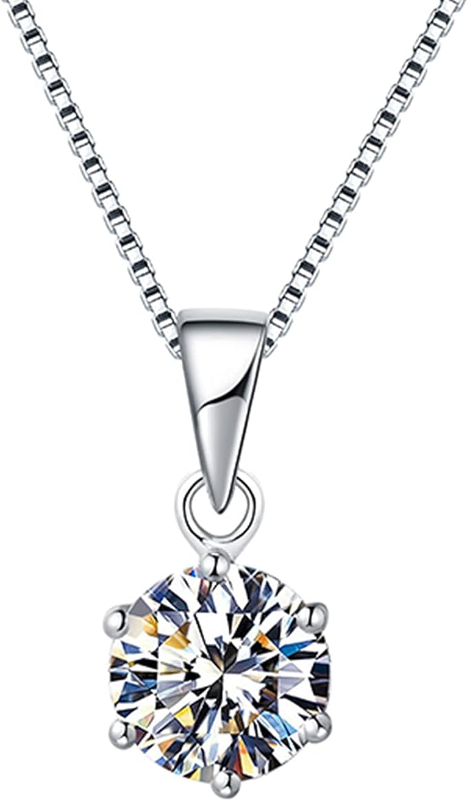 caratdream s925 纯银 18k 镀白金锆石吊坠项链女士钻