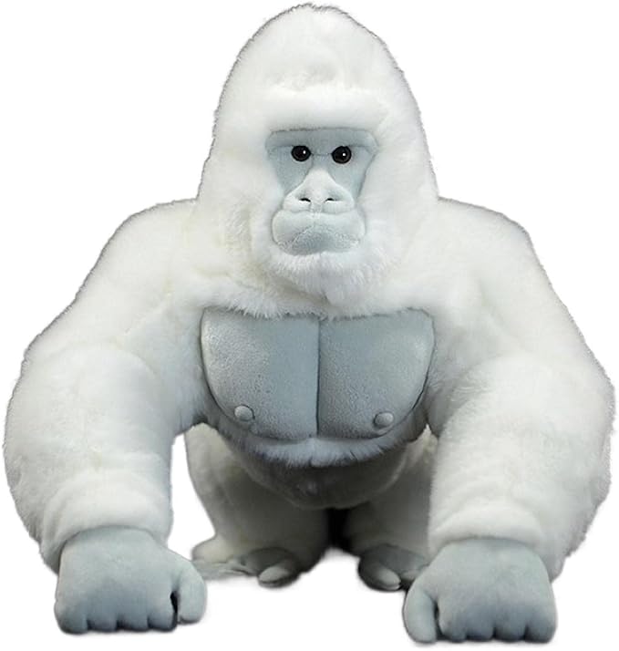 xcvxcv 白色大猩猩填充动物可爱逼真大号金刚毛绒玩具娃娃非常适合