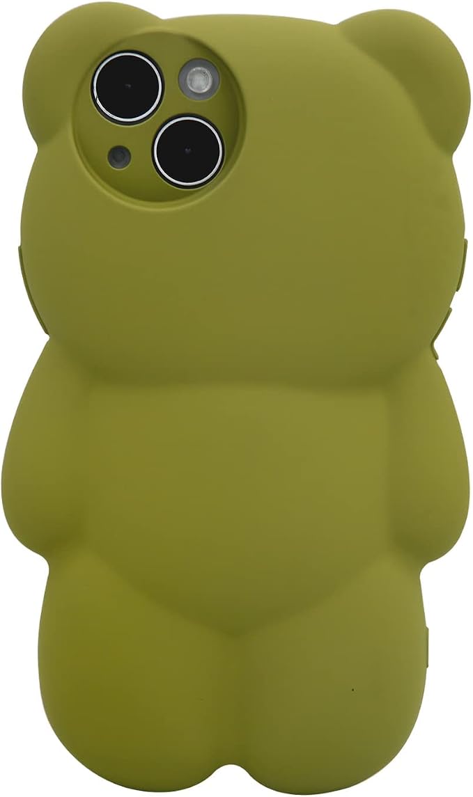 ywyuhe 熊手机壳兼容 iphone 11,可爱的 3d 抹茶绿熊手机壳,柔软磨砂