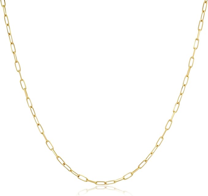 14k 金回形针链项链,带龙虾爪扣 1.5 毫米厚,带 40.64 至 55.