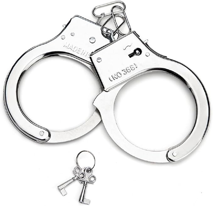 朋克手铐带钥匙毛绒手铐适用于警察服装派对道具