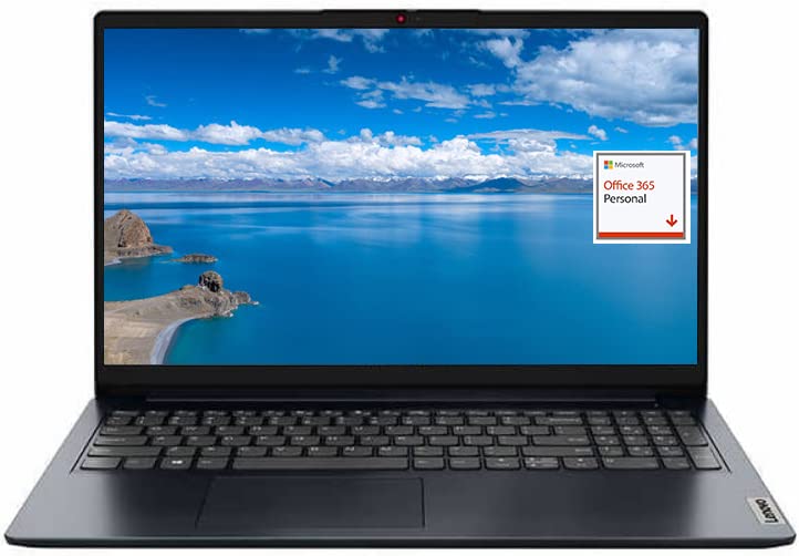 Lenovo IdeaPad 1 15.6-inch FHD laptop * New, Intel Pentium Silver N6000,12GB memory, 256GB PCIe SSD+128GB eMMC, 1-year Microsoft Office 365, webcam, Type-C, SD reader, i-Fi 6, Windows 11