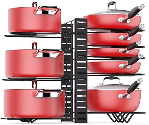 适用于橱柜和台面的锅架收纳架 Astory 8 层平底锅架支架可拆卸锅盖架长度可调节搁板厨具架橱柜3 种diy 方法 黑色 版 家居装修 亚马逊中国