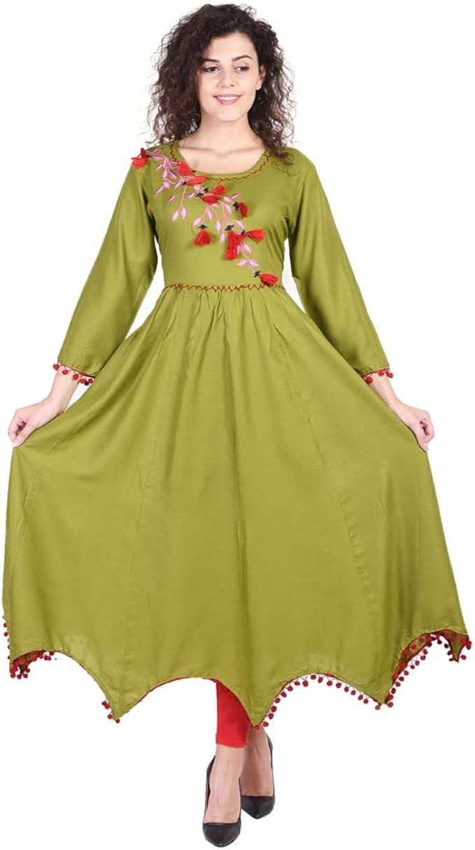 vihaan impex 印度长袍人造丝 anarkali 女式礼服派对服 kurti 女款