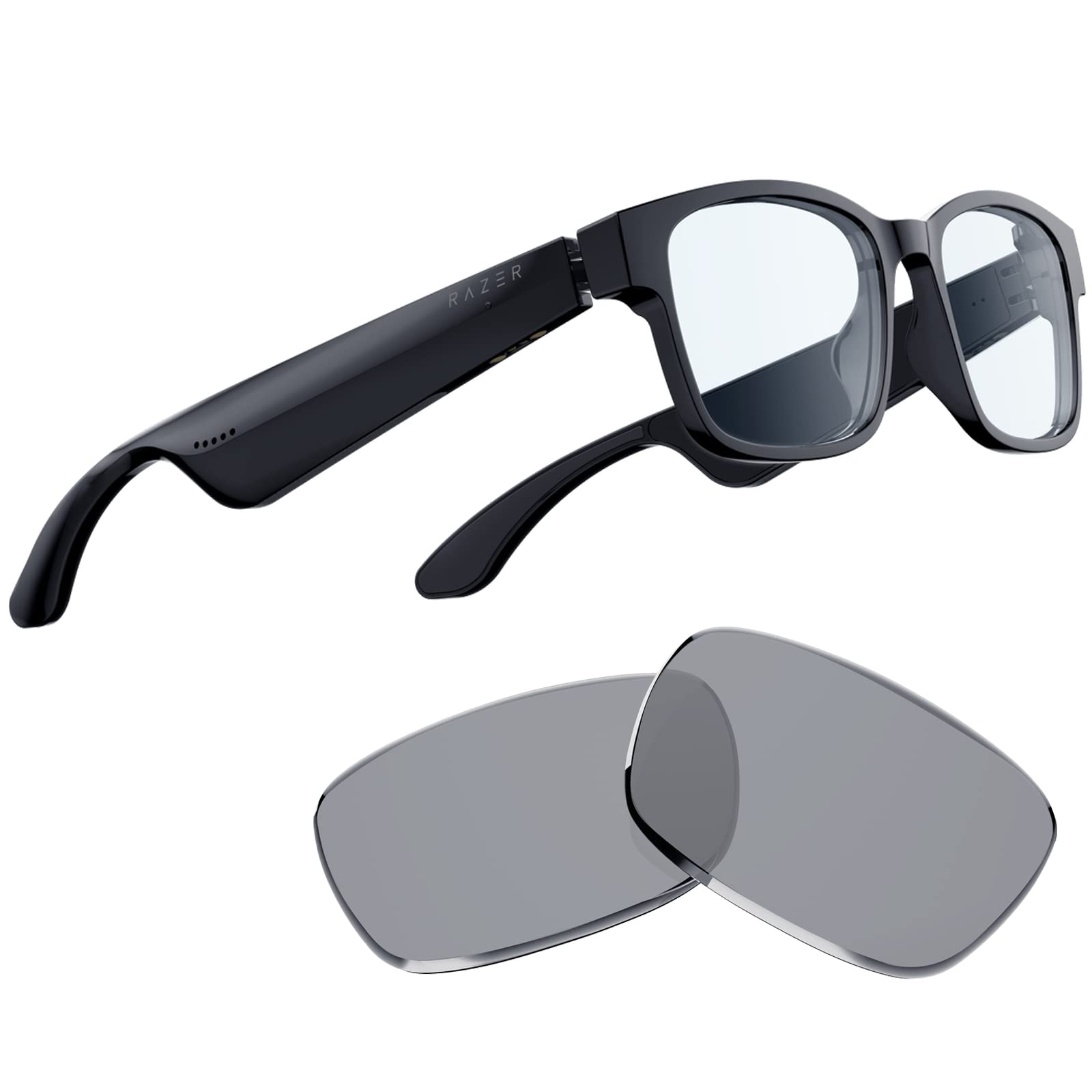Razer Thundersnake Anzu Smart Glasses: Filter blue and polarized sunglasses lenses - Low latency audio - Integrated microphone and speakers - Compatible with touch and voice assistant -5 hour battery