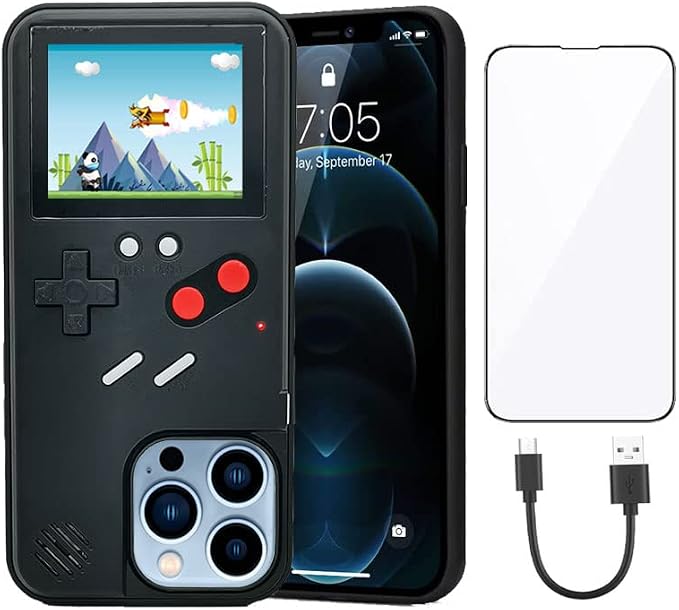 带彩色显示屏的视频游戏保护套和 36 个小游戏,可玩手机壳 iphone 12