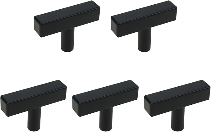 geesatis 5 件 t 型抽屉拉手哑光黑色橱柜家具把手手柄适用于厨房浴室
