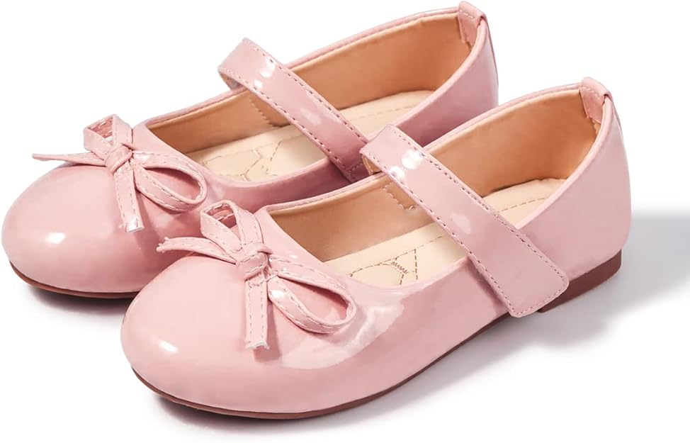 sawimlgy 女童复古玛丽珍芭蕾平底鞋优雅珍珠花朵幼儿蝴蝶结公主礼服