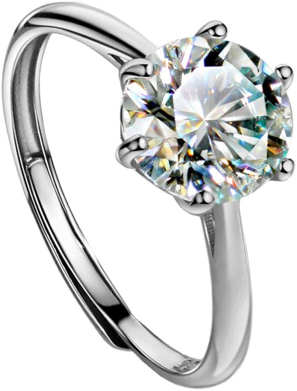 michooyel 2 克拉莫桑石订婚戒指 925 纯银 d 色