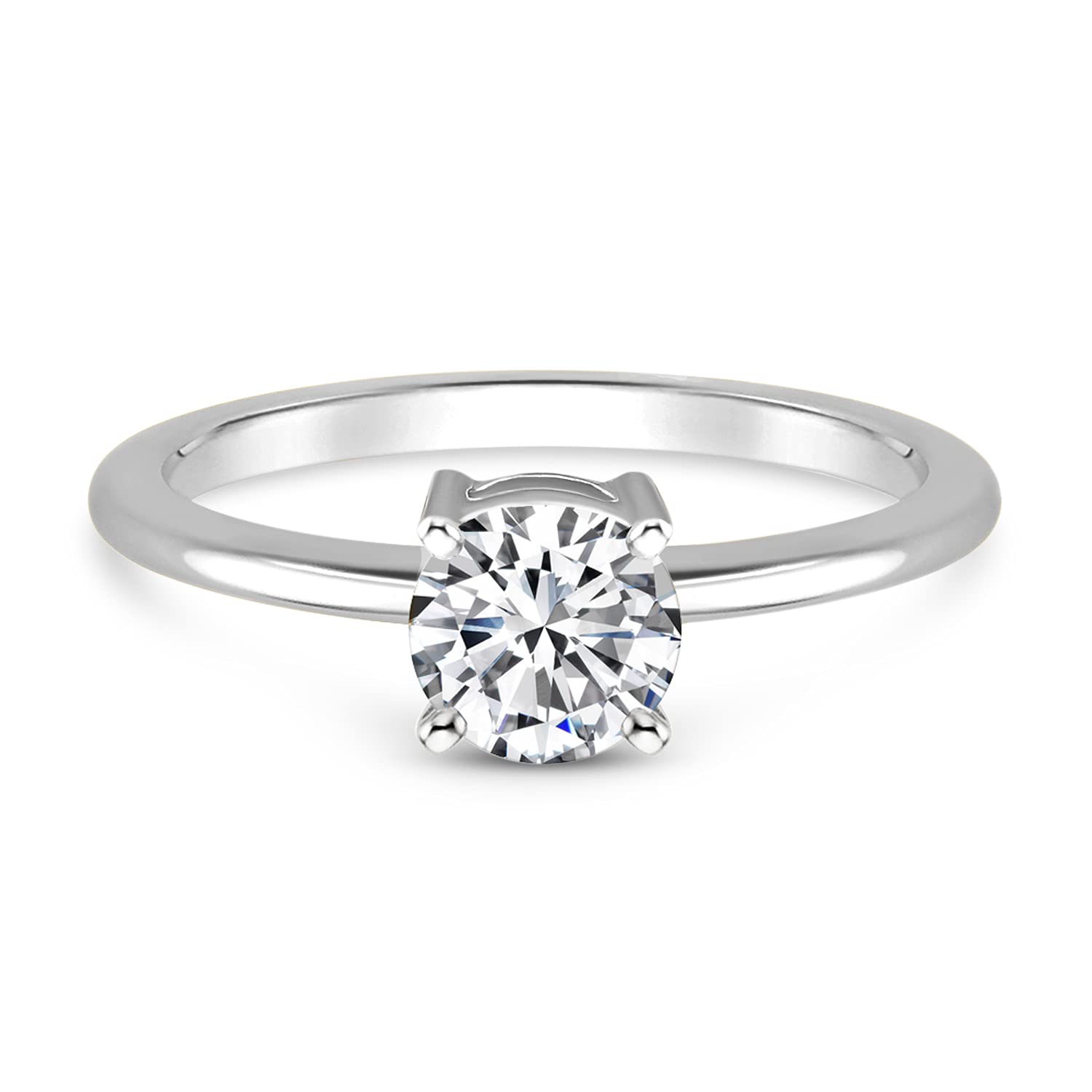 3/4 carat 14K White Gold IGI Certified Natural Diamond Single diamond ring Bright Cut round diamond H-I color,I2-I3 clarity Tanache