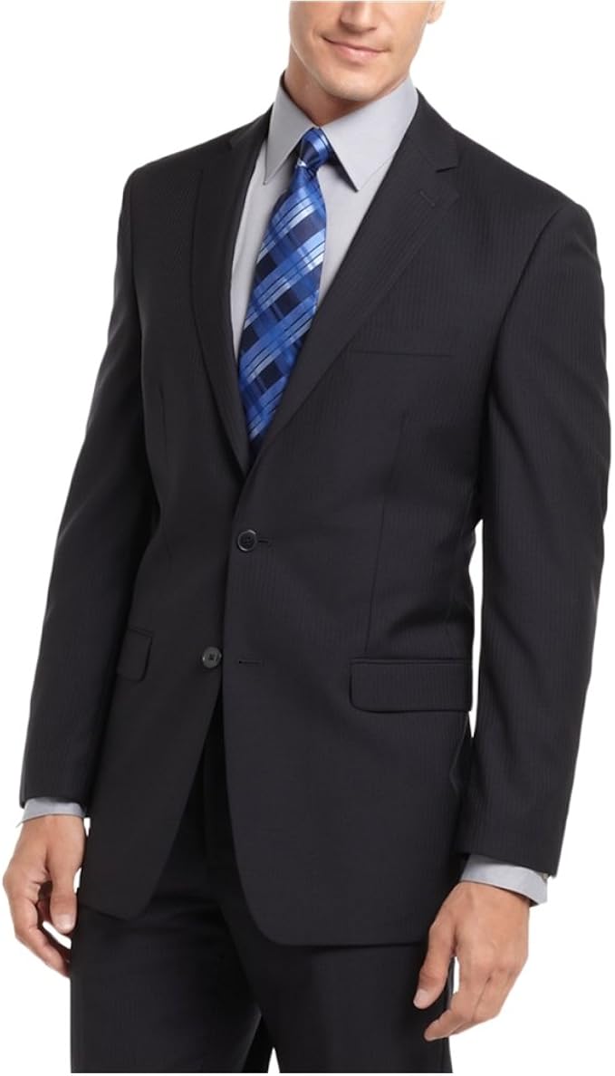 calvin klein 男式羊毛修身双扣西装