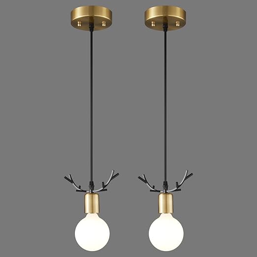 现代天花板吊灯灯具可调节黑色和金色吊灯鹿角吊坠照明适用于厨房岛