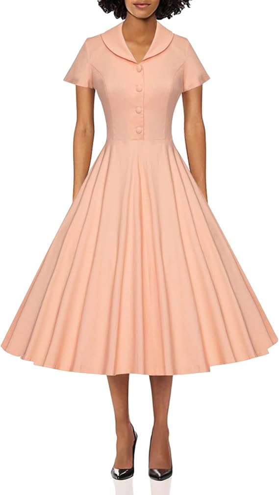 gowntown 女式 20 世纪 50 年代复古格子和圆点摆裙,带口袋