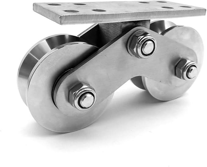 rhking 滑动门脚轮凹槽轮重型刚性脚轮双滑轮静音可拆卸不锈钢用于倒