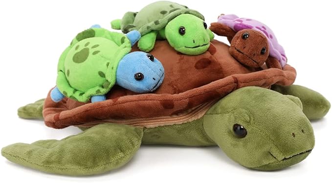 muiteiur 海龟填充动物软乌龟玩具毛绒玩具 3 个婴儿龟毛绒礼物,适合
