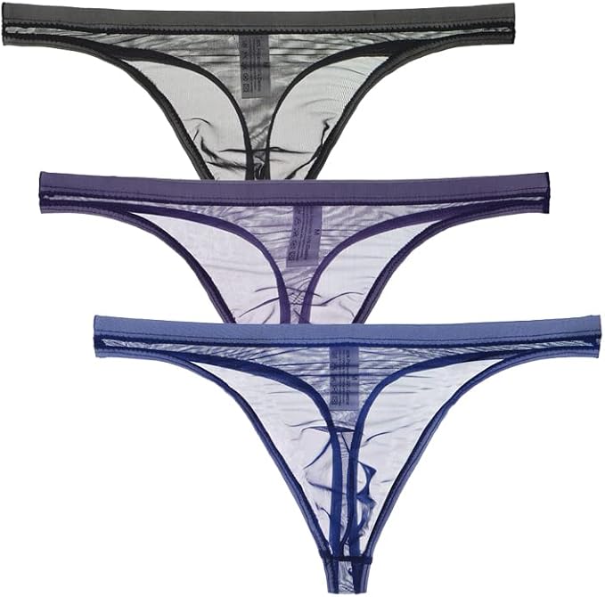 男式透明丁字裤内裤透气网眼透视 t 型后背丁字裤内裤
