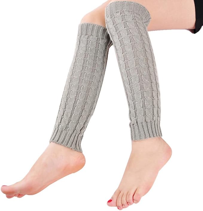 女式及膝高筒腿保暖袜 针织钩针编织长筒袜