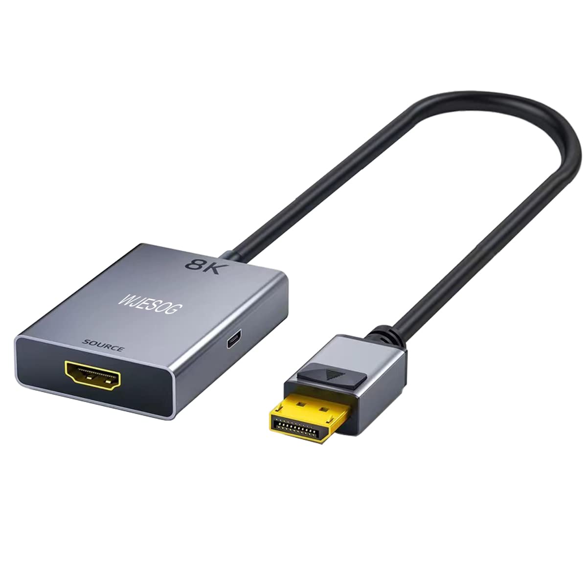 WJESOG HDMI to Displayport 8K adapter with USB power supply,HDMI 2.1 male to DP 1.4 male converter supported 8K@30Hz/4K@120Hz/2K/144Hz for Xbox One/PS4/PS5/NS