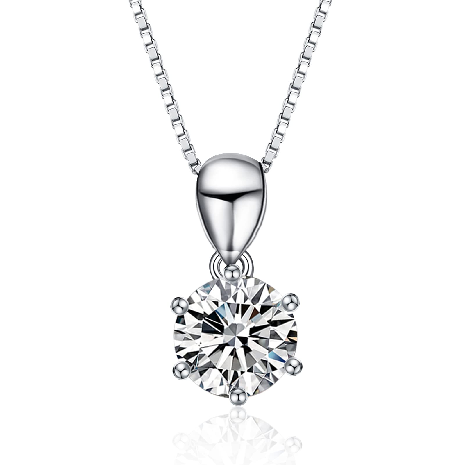 Zirconia Pendant Necklace Snowflake Design with 925 Silver Chain, with a Stunning Pendant Showcasing a Brilliant Round-cut Zirconium Gemstone. Hypoallergenic and anti-rust Material Best Gift for Women