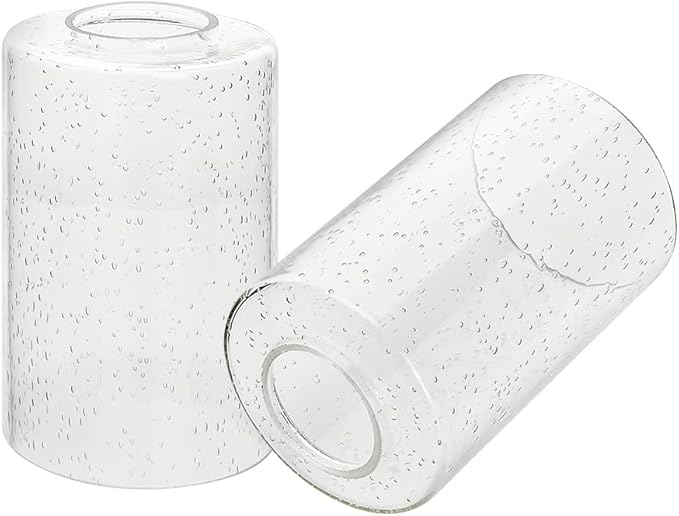 alucset 2 件装圆柱透明玻璃灯罩,透明气泡饰面,灯具替换玻璃球或灯罩