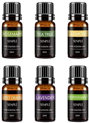 Senple Essential Oils 香薰精油套装 适用于扩散器混合套件 香薰薰薰衣草 薄荷 橙 迷迭香 茶树 柠檬香6 瓶10ml 瓶 亚马逊中国 美容化妆