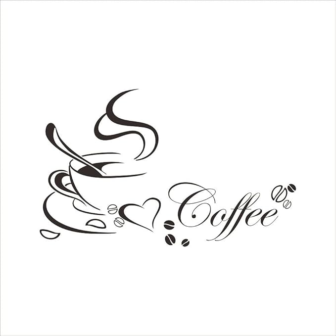 soying diy 咖啡杯爱心贴纸墙贴壁纸,可移除墙贴壁画,pvc 自粘墙贴