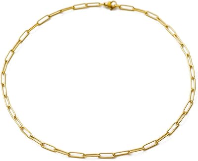 18k 镀金粗纸夹链连接项链颈链,回形针项链,极简主义女士首饰,可堆叠