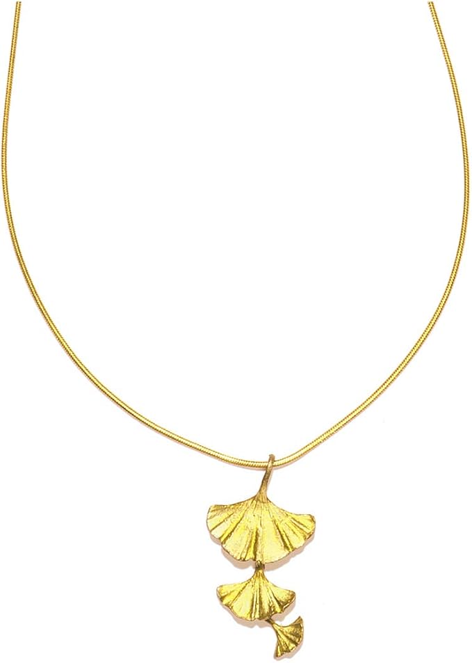 3 银杏叶项链 镀金