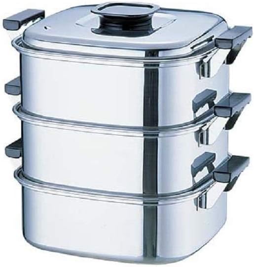 神子島製作所 桃印 方形蒸锅 27厘米 3层 18-0不锈钢 日本 ams69273