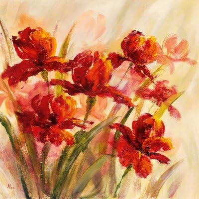 戈雅粉色郁金香之二无框手绘油画尺寸60x60cm
