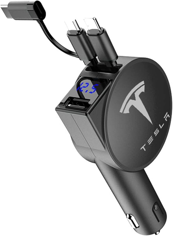 elenat 特斯拉车载充电器,12-24v 快速充电点烟器插头适配器适用于