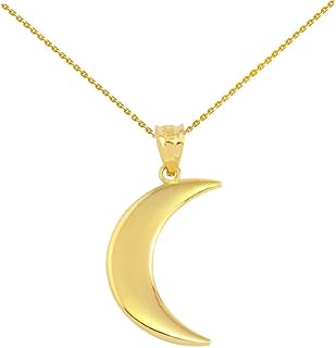 高抛光 10k 黄金月牙吊坠项链