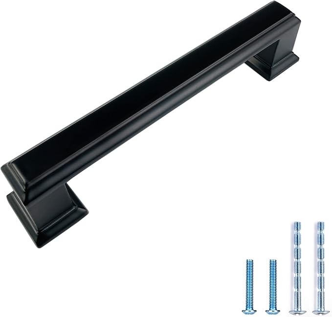 jay-kio 10 件装哑光黑色厨房橱柜拉手,3-3/4 英寸(96 毫米)孔中心锌