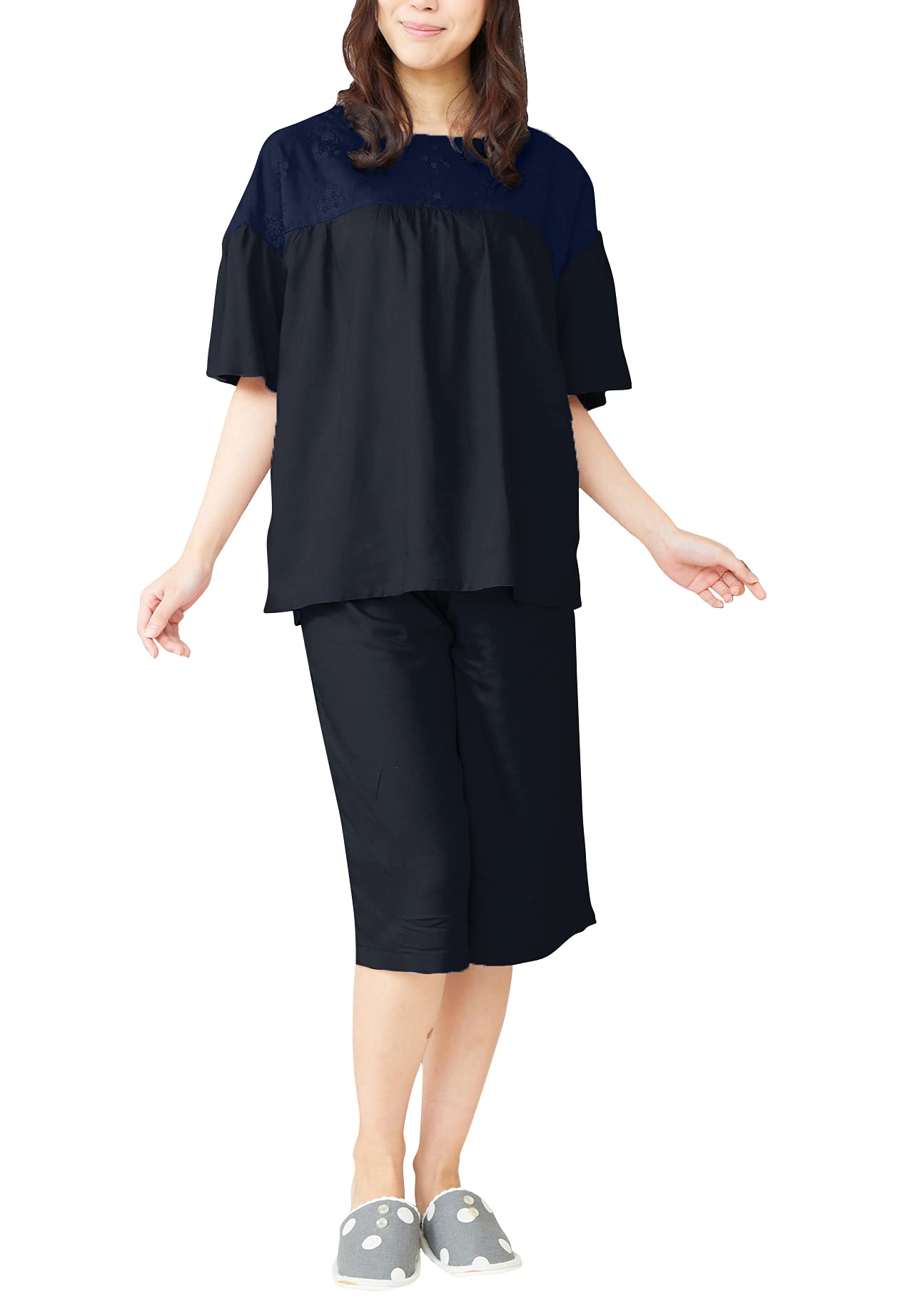 Pegasus Japanese homewear lace fabric rayon 5 minute sleeve homewear ladies PS40