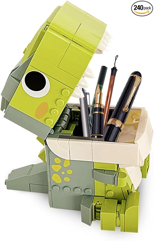 积木笔筒,返校 DIY 男孩女孩恐龙礼物,独特的创意积木套装,玩具工艺品套