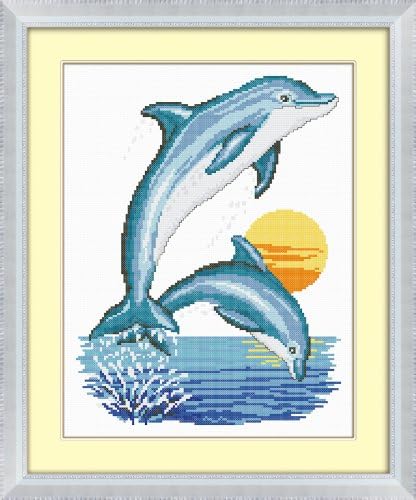 尚世纪 法国dmc十字绣正品专卖最新款十字绣客厅小画 动物系列 海豚