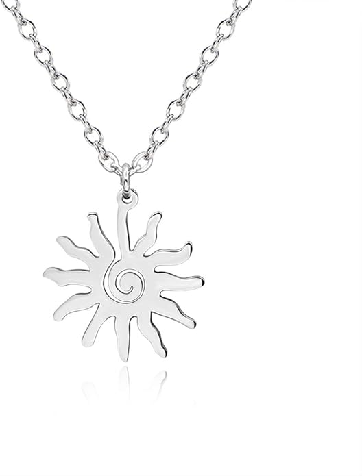 tushuo 太阳吊坠不锈钢个性项链配件 银色 : 亚马逊中国: 珠宝首饰
