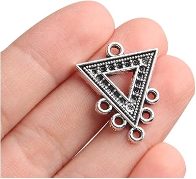 acxico 25 件 25 x 20 毫米 复古锌合金镂空三角形挂坠连接件 diy
