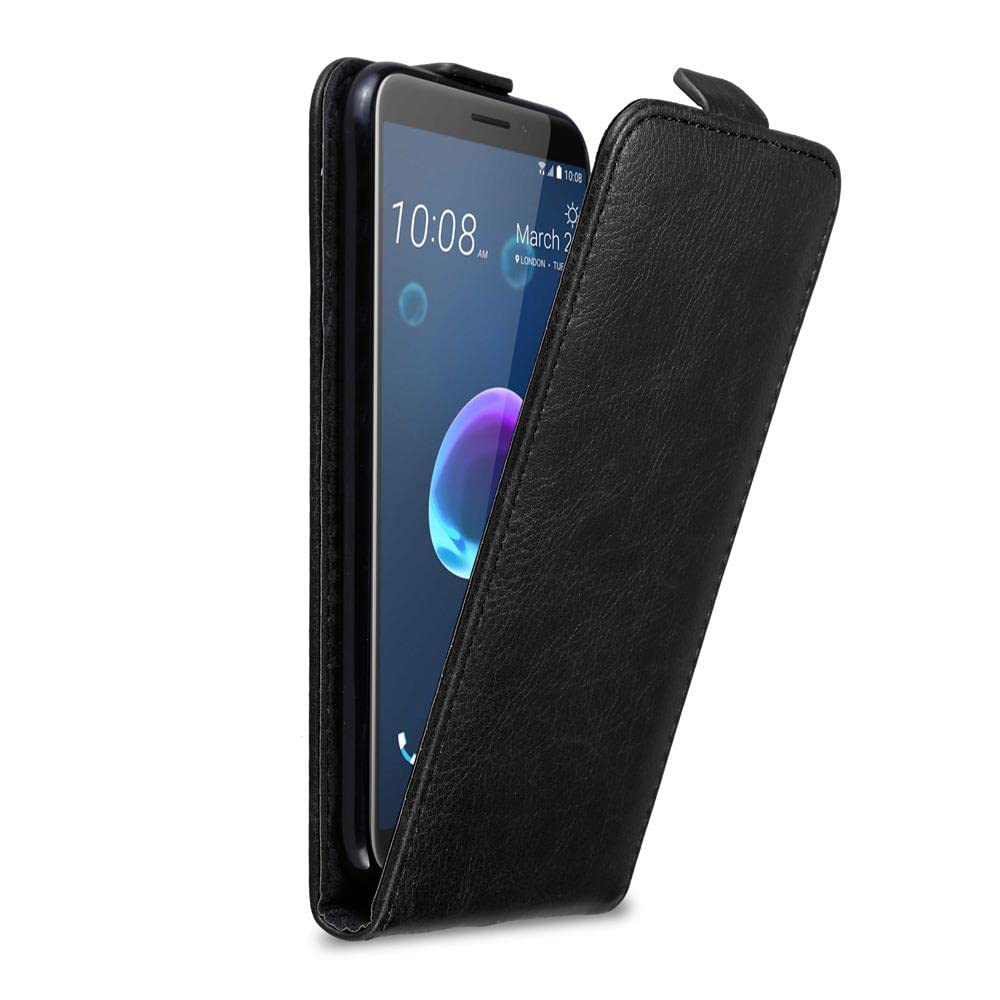 Cadorabo case for HTC Desire 12 "Black Black - clamshell case with magnetic opening and closing - Wallet Etui Protective Pouch PU Leather clamshell