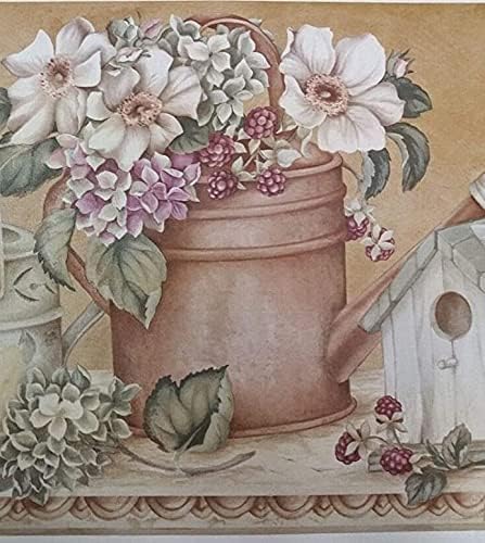 Concord Wallcoverings 壁纸边境花园图案漏斗花盆喂食器农舍浆果 棕色米色 玫瑰白色 10 5 英寸x 15 英尺sg39b Concord Wallcoverings 价格报价图片 亚马逊中国