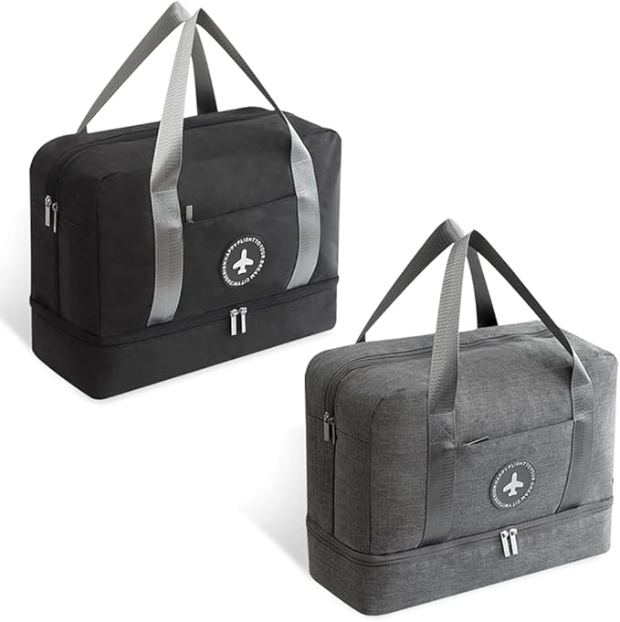 2 色运动健身袋,干湿分离, 黑色和灰色