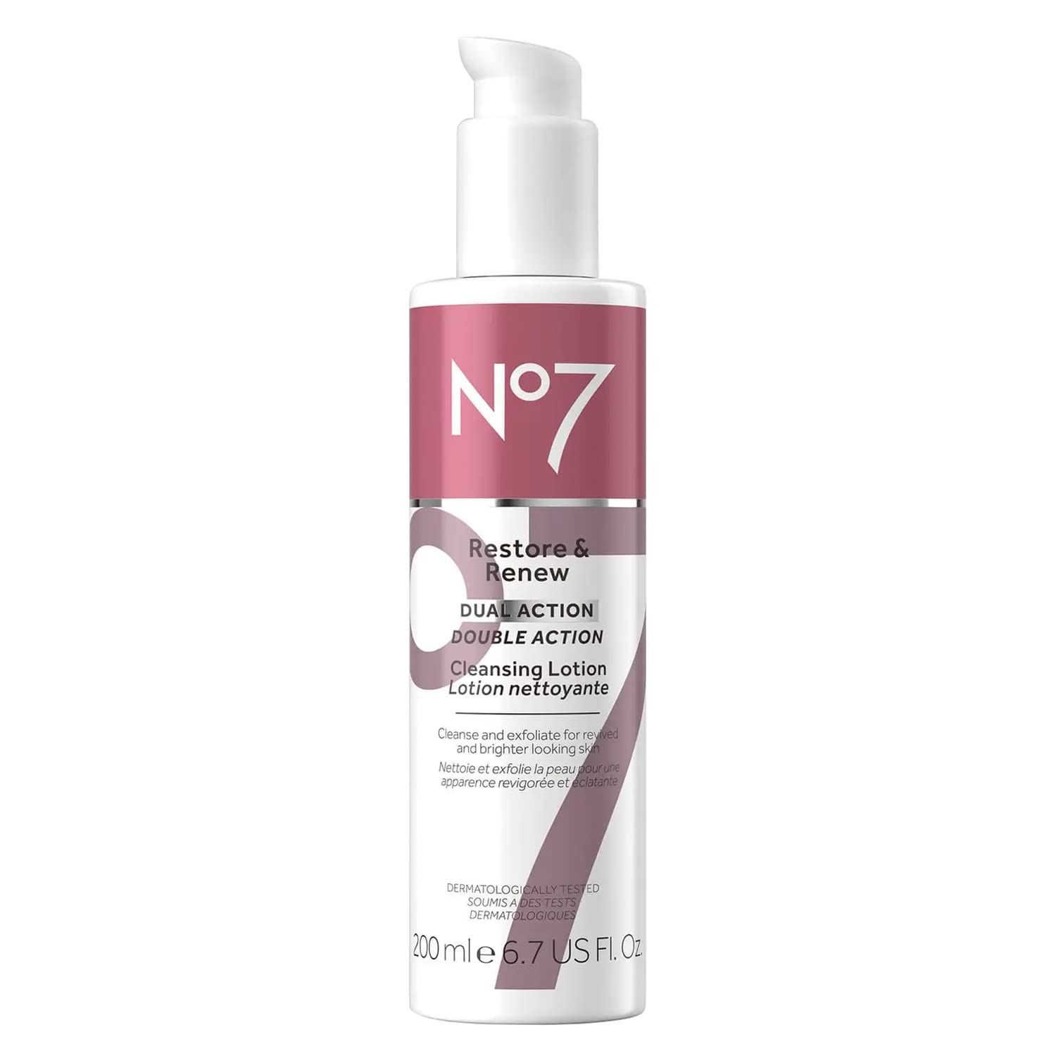 No7 Restore&Renew Double Action Cleansing lotion - facial cleanser and exfoliator containing alpha hydroxy acid - * cleansing lotion makeup remover