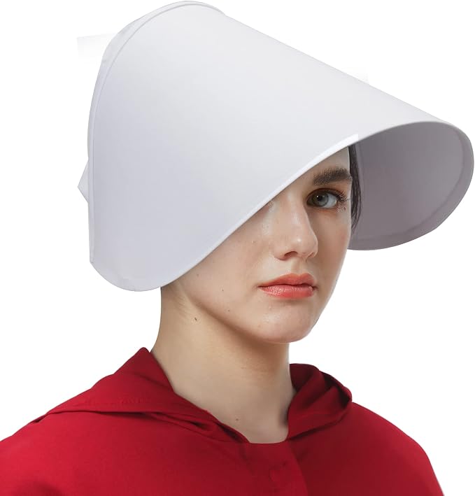 handmaids bonnet 女士维多利亚时代白色宽帽檐帽子帽子手帕角色扮演