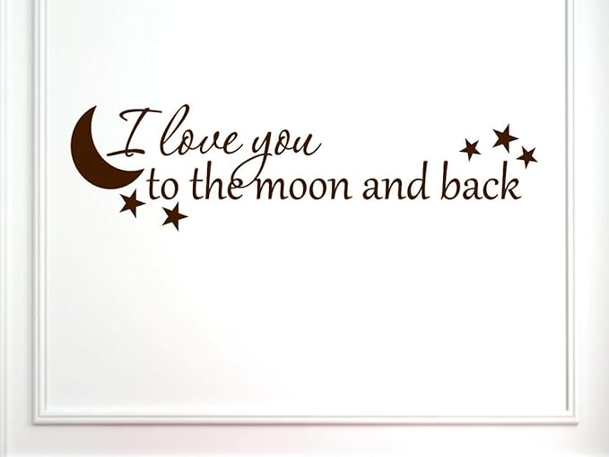 brown -33x9 贴花 - i love you to the moon and back,33 x 9 英寸