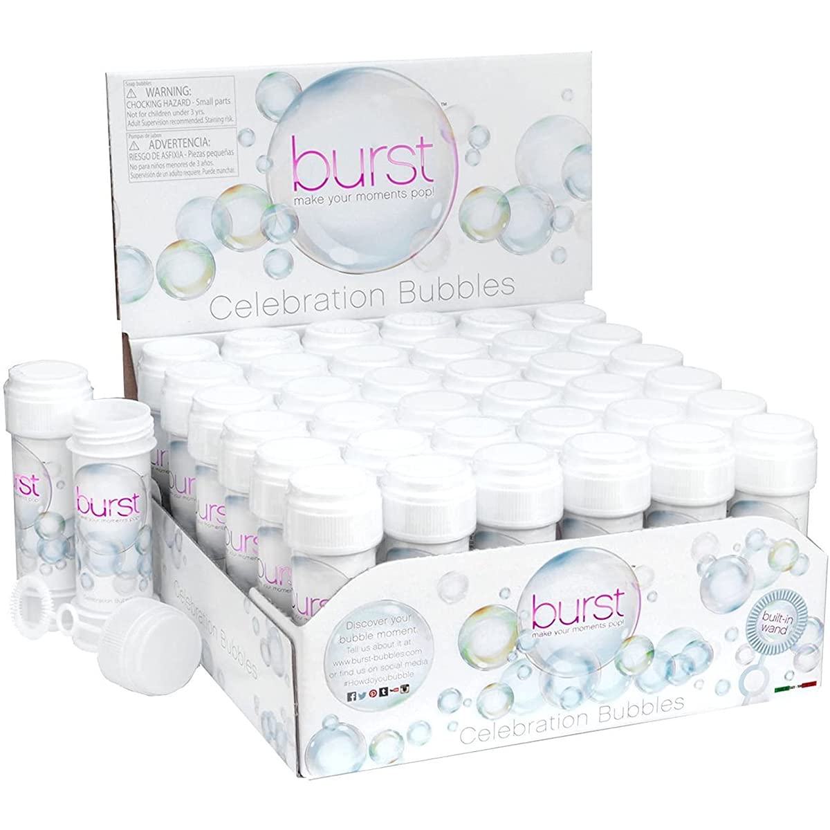Dulcop 36pk Burst Celebration 2 oz (about 56.7 g) Children's bubbles with wand, Party favors Bubble Children's games, party supplies