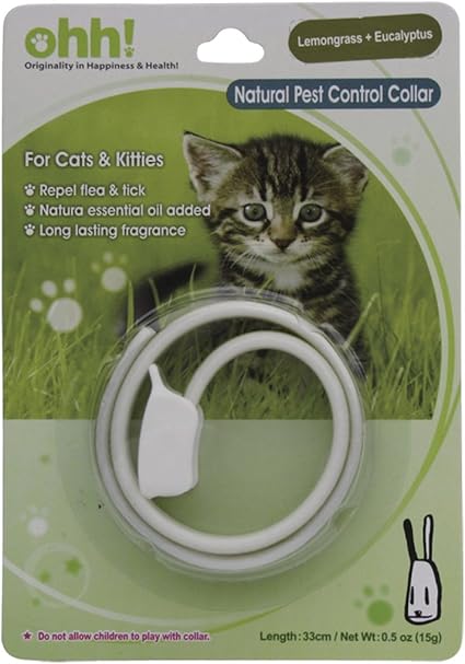 Ohh芳疗天然精油除蚤项圈(猫用)－柠檬＋尤加利(绿色)33cm : 亚马逊中国 