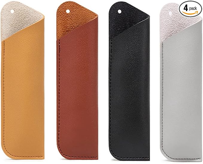 4 件笔套 PU 皮革笔袋笔袋笔盒复古笔盒钢笔套笔收纳袋笔保护套适用于