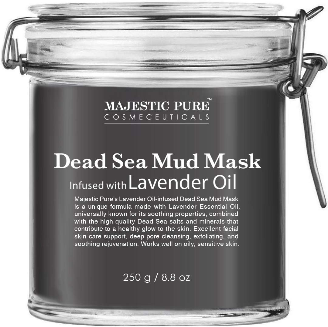 MAJESTIC Pure Dead Sea Mud facial mask contains lavender oil - natural facial and skin care - helps reduce the pores and  appearance of * and blackhead acne and blackhead acne - soothing, * and nouris